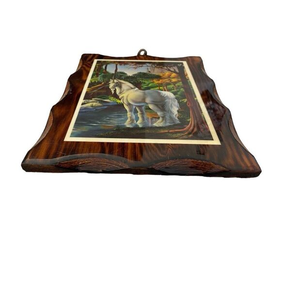 Wooden Unicorn Plaque Hanging Wall Art Portrait Unique Mystical Fairytale - Picture 3 of 9
